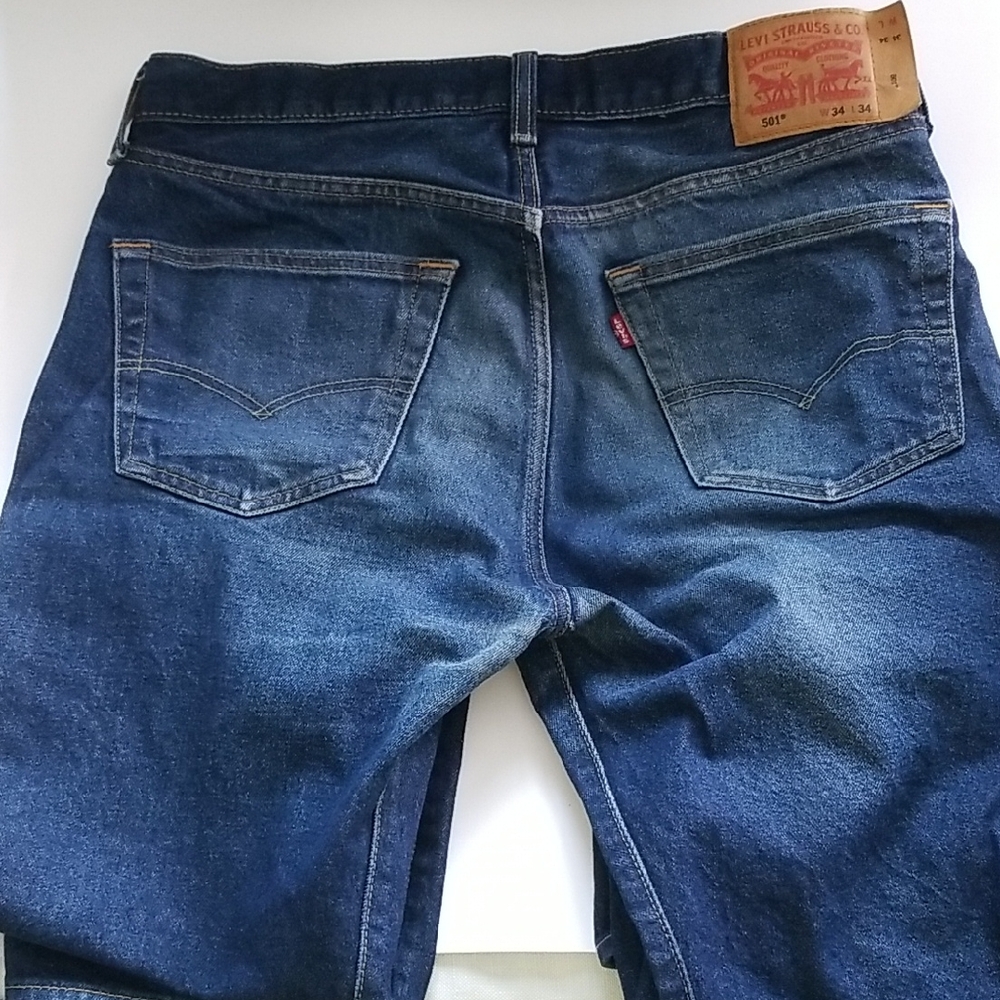 Levi's 501 Strauss & Co Relaxed Fit Dark Blue Jeans Size 34